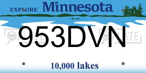 953DVN Minnesota License Plate