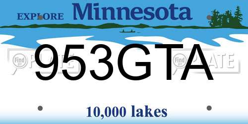 953GTA Minnesota License Plate