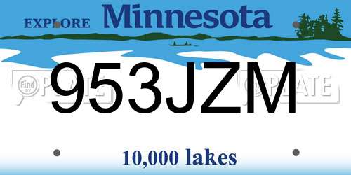 953JZM Minnesota License Plate