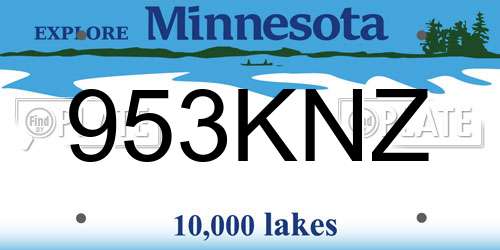 953KNZ Minnesota License Plate
