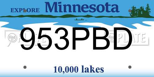953PBD Minnesota License Plate