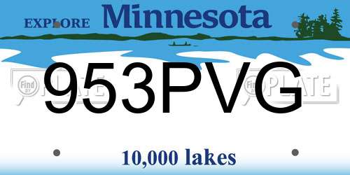 953PVG Minnesota License Plate