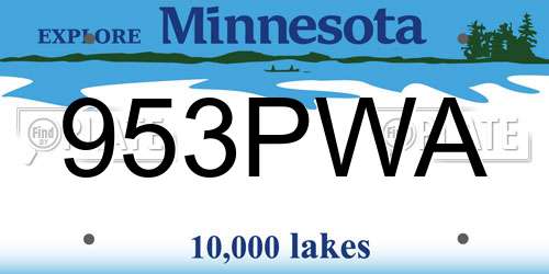 953PWA Minnesota License Plate