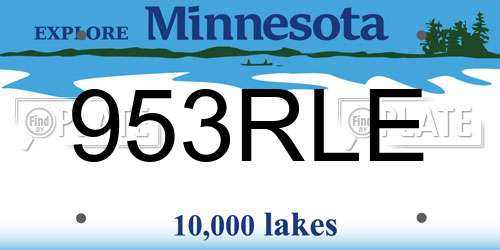 953RLE Minnesota License Plate
