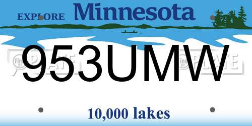 953UMW Minnesota License Plate
