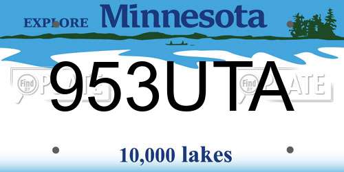 953UTA Minnesota License Plate