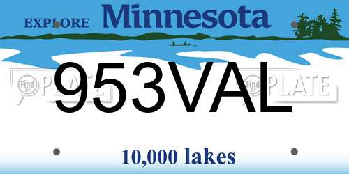 953VAL Minnesota License Plate
