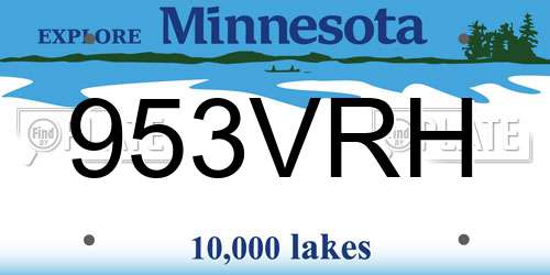 953VRH Minnesota License Plate