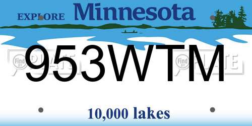 953WTM Minnesota License Plate