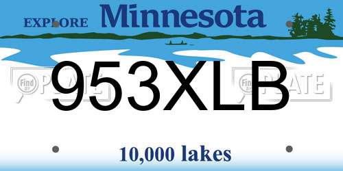 953XLB Minnesota License Plate