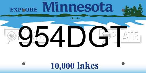 954DGT Minnesota License Plate