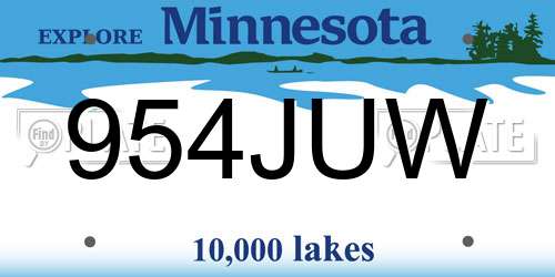 954JUW Minnesota License Plate