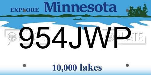 954JWP Minnesota License Plate
