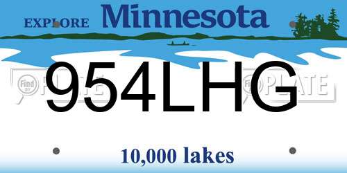954LHG Minnesota License Plate
