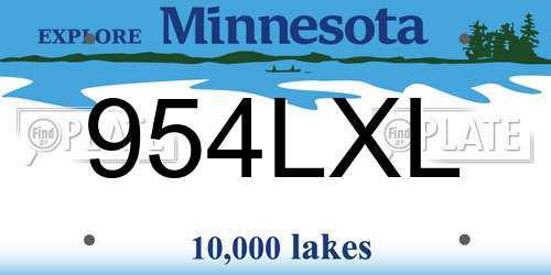 954LXL Minnesota License Plate