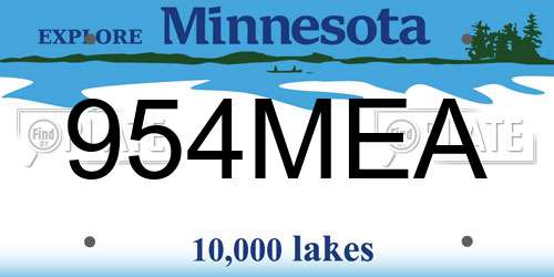 954MEA Minnesota License Plate