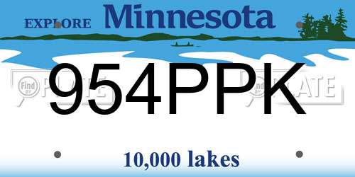 954PPK Minnesota License Plate