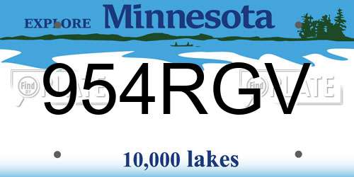 954RGV Minnesota License Plate