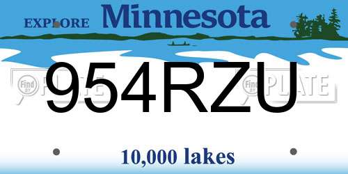 954RZU Minnesota License Plate