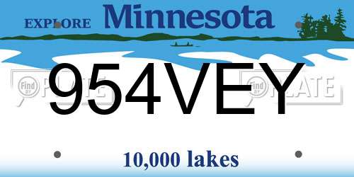 954VEY Minnesota License Plate