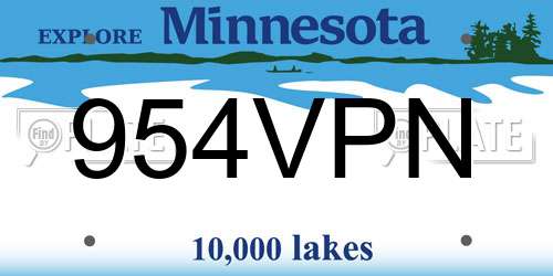 954VPN Minnesota License Plate