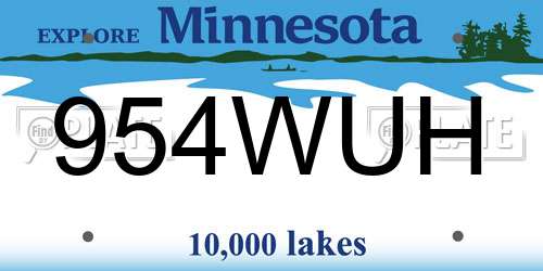 954WUH Minnesota License Plate