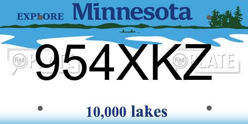 954XKZ Minnesota License Plate