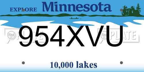 954XVU Minnesota License Plate