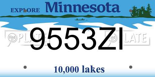 9553ZI Minnesota License Plate