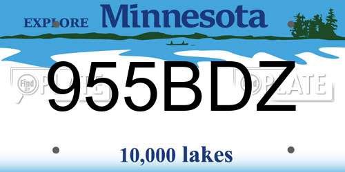 955BDZ Minnesota License Plate