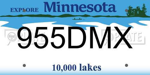 955DMX Minnesota License Plate