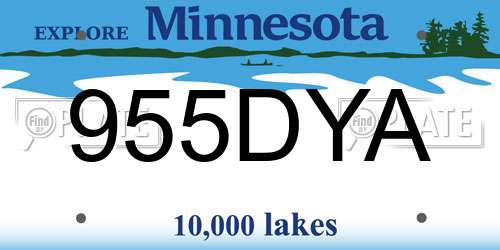 955DYA Minnesota License Plate