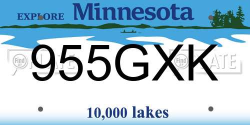 955GXK Minnesota License Plate