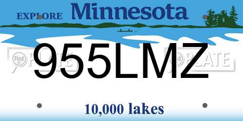 955LMZ Minnesota License Plate