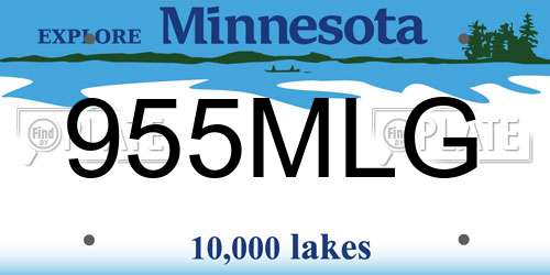 955MLG Minnesota License Plate