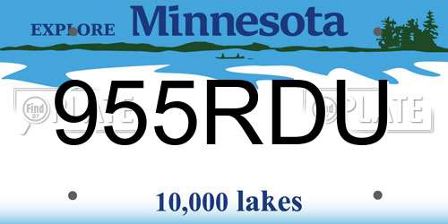 955RDU Minnesota License Plate
