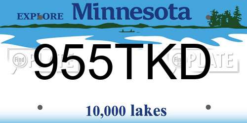 955TKD Minnesota License Plate