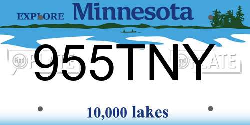 955TNY Minnesota License Plate