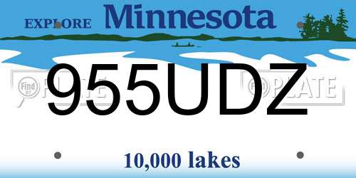 955UDZ Minnesota License Plate
