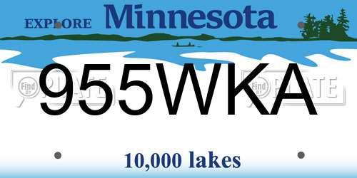 955WKA Minnesota License Plate