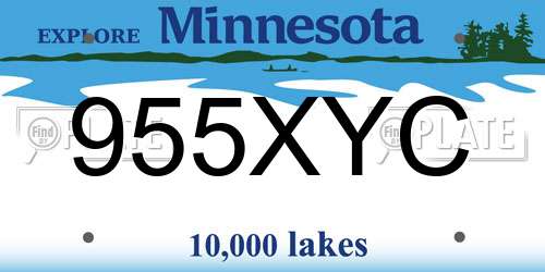 955XYC Minnesota License Plate