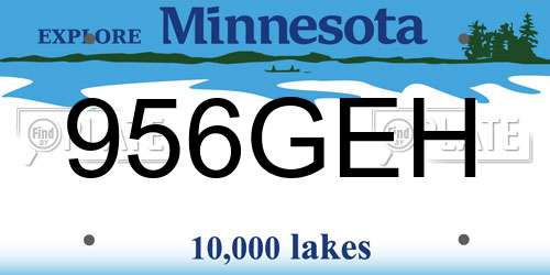 956GEH Minnesota License Plate