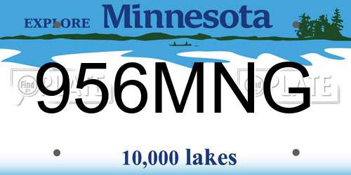 956MNG Minnesota License Plate