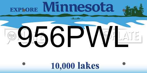 956PWL Minnesota License Plate