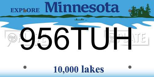 956TUH Minnesota License Plate