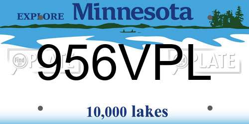 956VPL Minnesota License Plate