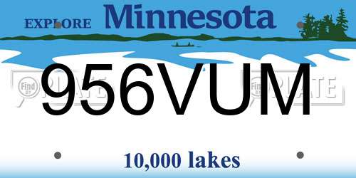 956VUM Minnesota License Plate