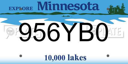 956YB0 Minnesota License Plate