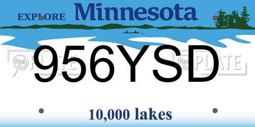 956YSD Minnesota License Plate