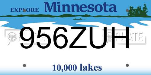 956ZUH Minnesota License Plate